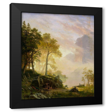The Merced River in Yosemite Black Modern Wood Framed Art Print with Double Matting by Bierstadt, Albert