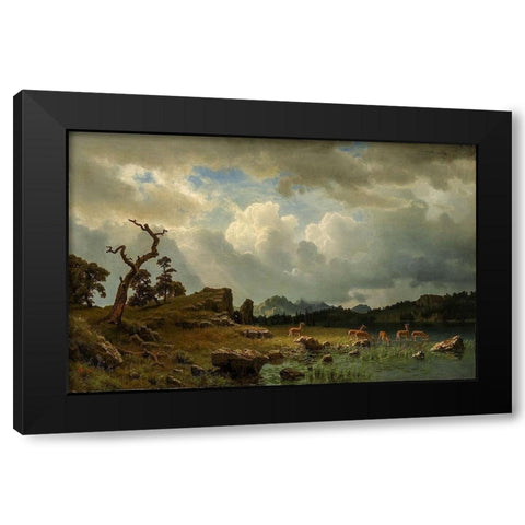 Thunderstorm in the Rocky Mountains Black Modern Wood Framed Art Print with Double Matting by Bierstadt, Albert
