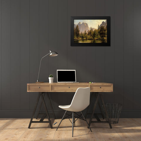 Cathedral Rocks, Yosemite Valley Black Modern Wood Framed Art Print by Bierstadt, Albert