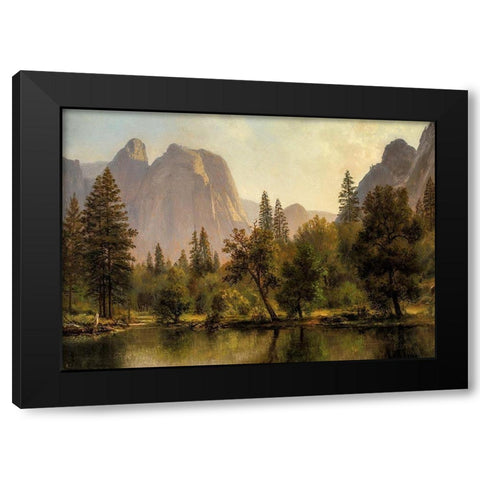 Cathedral Rocks, Yosemite Valley Black Modern Wood Framed Art Print by Bierstadt, Albert