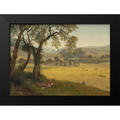 A golden summer day near Oakland Black Modern Wood Framed Art Print by Bierstadt, Albert