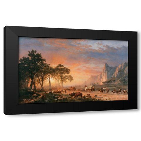 The Oregon Trail Black Modern Wood Framed Art Print by Bierstadt, Albert