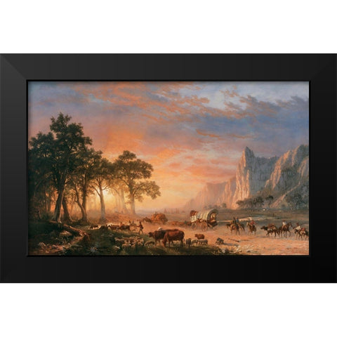 The Oregon Trail Black Modern Wood Framed Art Print by Bierstadt, Albert