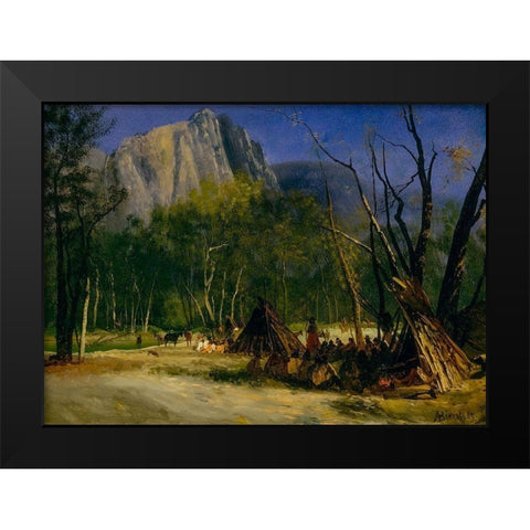 Indians in Council, California Black Modern Wood Framed Art Print by Bierstadt, Albert