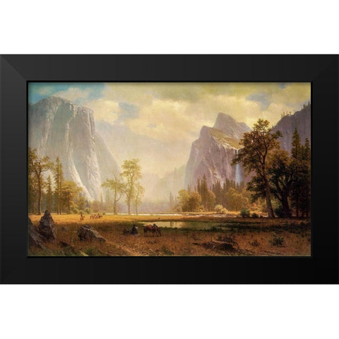 Looking Up the Yosemite Valley Black Modern Wood Framed Art Print by Bierstadt, Albert