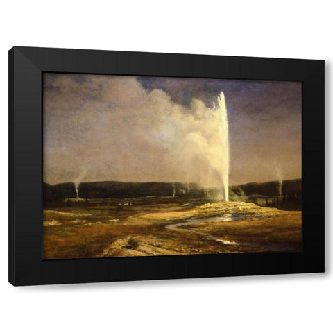 Geysers in Yellowstone Black Modern Wood Framed Art Print by Bierstadt, Albert
