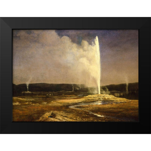 Geysers in Yellowstone Black Modern Wood Framed Art Print by Bierstadt, Albert