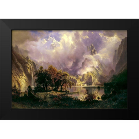 Rocky Mountain Landscape Black Modern Wood Framed Art Print by Bierstadt, Albert