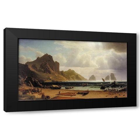 The Marina Piccola, Capri Black Modern Wood Framed Art Print with Double Matting by Bierstadt, Albert