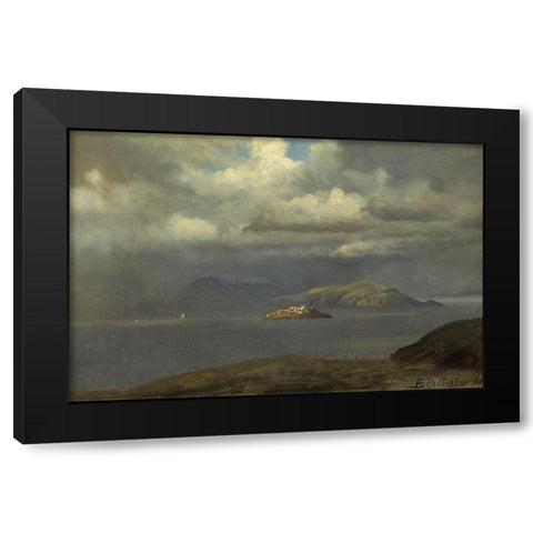 Alcatraz, San Francisco Bay Black Modern Wood Framed Art Print with Double Matting by Bierstadt, Albert