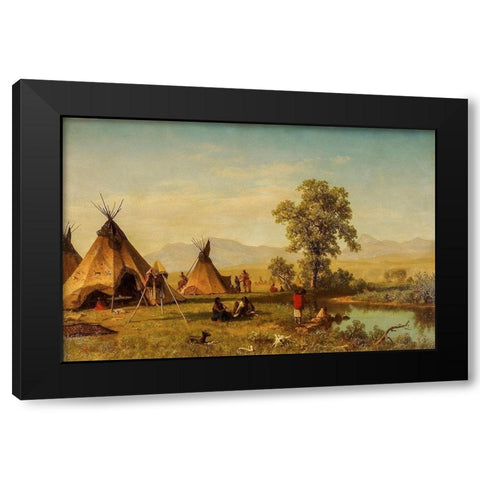 Sioux Village near Fort Laramie Black Modern Wood Framed Art Print with Double Matting by Bierstadt, Albert