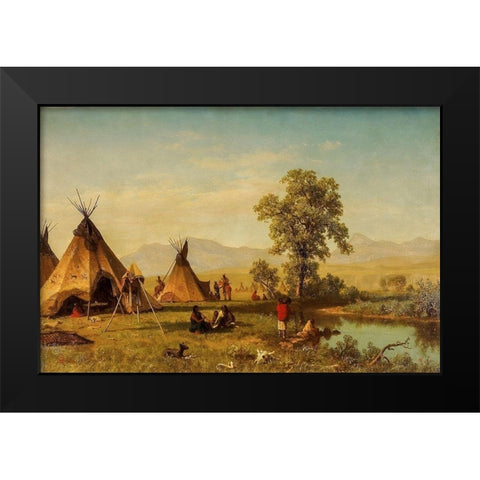 Sioux Village near Fort Laramie Black Modern Wood Framed Art Print by Bierstadt, Albert