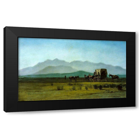 Surveyor’s Wagon in the Rockies Black Modern Wood Framed Art Print by Bierstadt, Albert