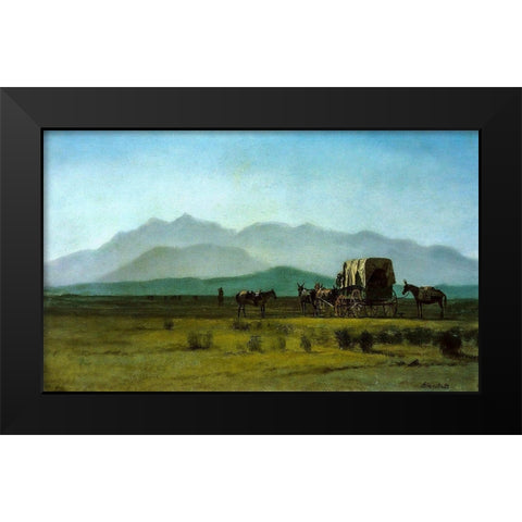 Surveyor’s Wagon in the Rockies Black Modern Wood Framed Art Print by Bierstadt, Albert