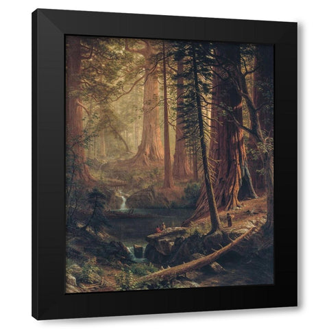 Giant Redwood Trees of California Black Modern Wood Framed Art Print with Double Matting by Bierstadt, Albert