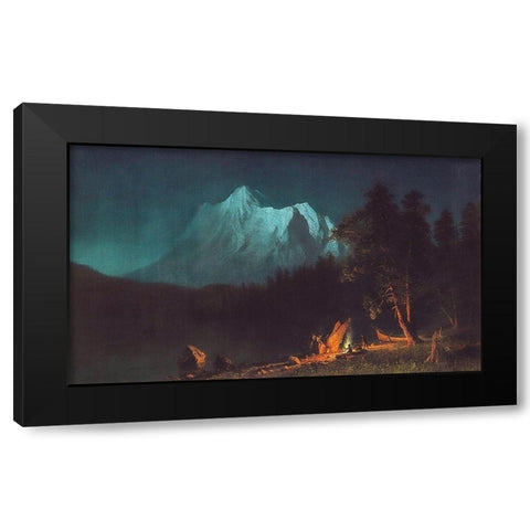 Mountainous Landscape by Moonlight Black Modern Wood Framed Art Print with Double Matting by Bierstadt, Albert