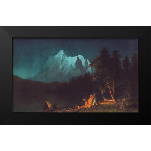 Mountainous Landscape by Moonlight Black Modern Wood Framed Art Print by Bierstadt, Albert