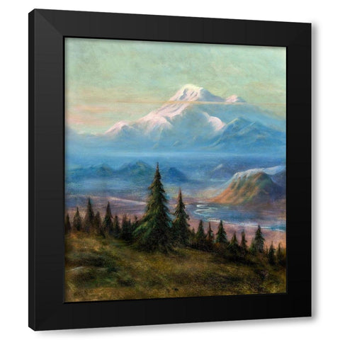 Puyallup River Valley and Mount Rainier Black Modern Wood Framed Art Print with Double Matting by Bierstadt, Albert