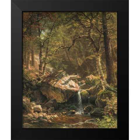 Mountain Brook Black Modern Wood Framed Art Print by Bierstadt, Albert