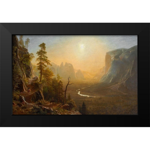 Yosemite Valley Glacier Point Trail Black Modern Wood Framed Art Print by Bierstadt, Albert