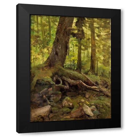 Hunter in the White Mountains Near Glen House Black Modern Wood Framed Art Print with Double Matting by Bierstadt, Albert