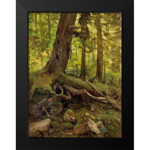 Hunter in the White Mountains Near Glen House Black Modern Wood Framed Art Print by Bierstadt, Albert