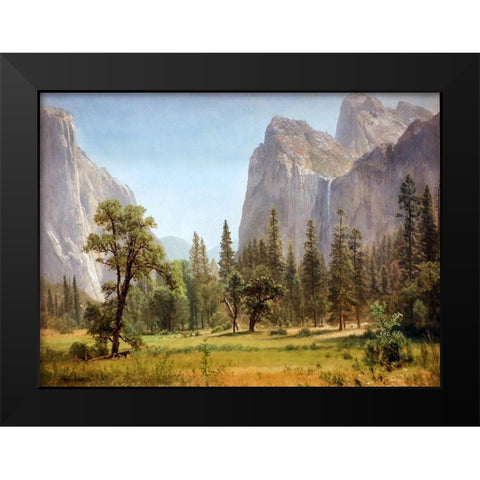 Bridal Veil Falls, Yosemite Valley, California Black Modern Wood Framed Art Print by Bierstadt, Albert