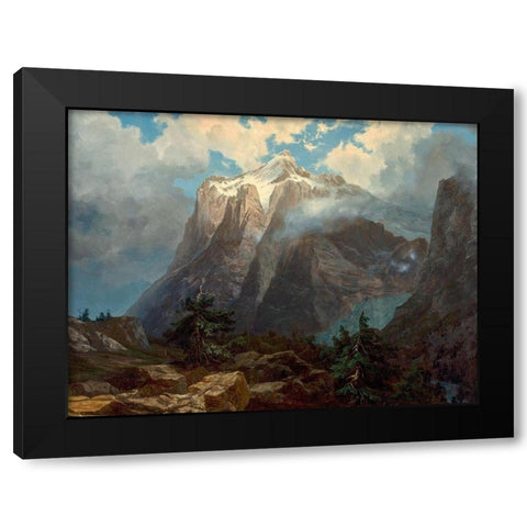 Mount Brewer from Kings River Canyon, California Black Modern Wood Framed Art Print with Double Matting by Bierstadt, Albert