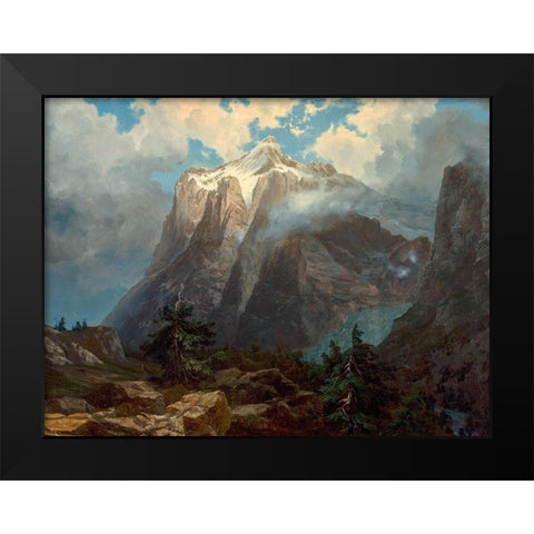 Mount Brewer from Kings River Canyon, California Black Modern Wood Framed Art Print by Bierstadt, Albert