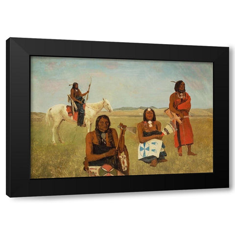 Indians near Fort Laramie Black Modern Wood Framed Art Print with Double Matting by Bierstadt, Albert