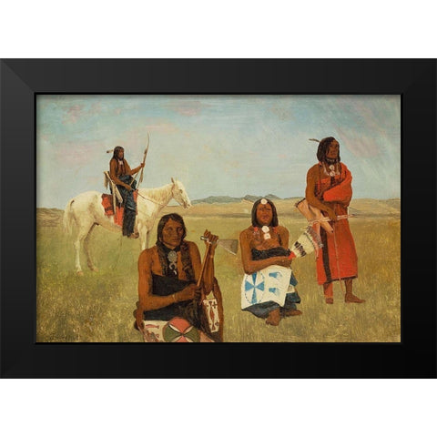 Indians near Fort Laramie Black Modern Wood Framed Art Print by Bierstadt, Albert