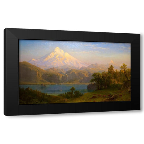 Mount Hood Black Modern Wood Framed Art Print by Bierstadt, Albert