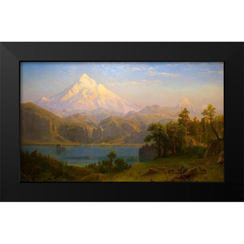 Mount Hood Black Modern Wood Framed Art Print by Bierstadt, Albert