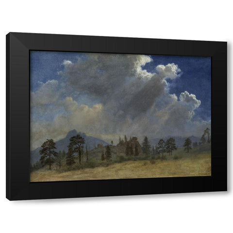 Fir Trees and Storm Clouds Black Modern Wood Framed Art Print by Bierstadt, Albert
