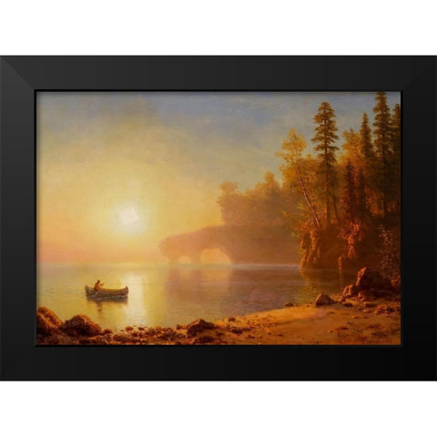 Indian Canoe Black Modern Wood Framed Art Print by Bierstadt, Albert