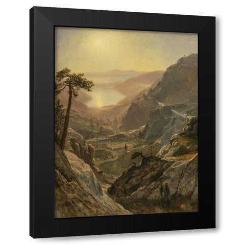 View of Donner Lake Black Modern Wood Framed Art Print with Double Matting by Bierstadt, Albert