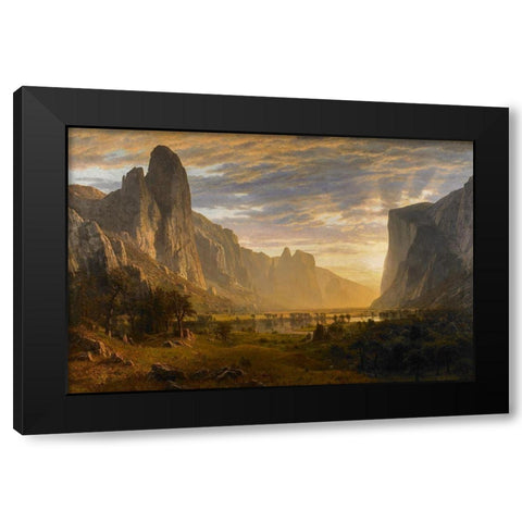 Looking Down Yosemite Valley Black Modern Wood Framed Art Print with Double Matting by Bierstadt, Albert