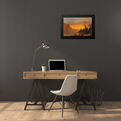 Sunset California scenery Black Modern Wood Framed Art Print by Bierstadt, Albert