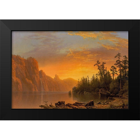 Sunset California scenery Black Modern Wood Framed Art Print by Bierstadt, Albert