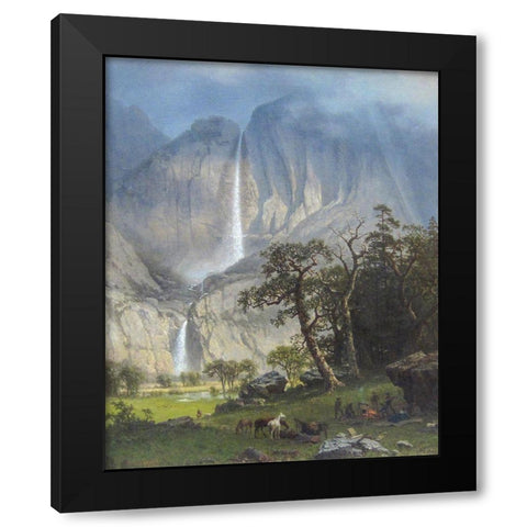 Yosemite Falls Black Modern Wood Framed Art Print by Bierstadt, Albert