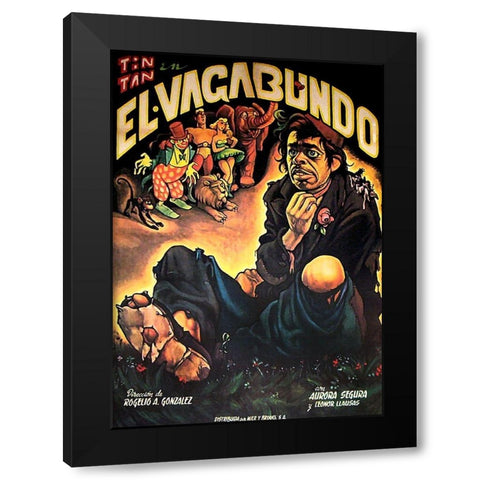 Mexican Movie Poster El Vagabundo Black Modern Wood Framed Art Print by Garcia Cabral, Ernesto