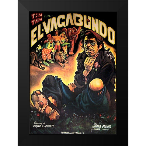 Mexican Movie Poster El Vagabundo Black Modern Wood Framed Art Print by Garcia Cabral, Ernesto