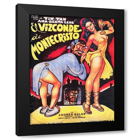 Mexican Movie Poster El Vizconde de Montecristo Black Modern Wood Framed Art Print by Garcia Cabral, Ernesto