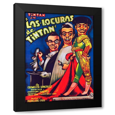 Mexican Movie Poster Las Locuras de Tintan Black Modern Wood Framed Art Print with Double Matting by Garcia Cabral, Ernesto