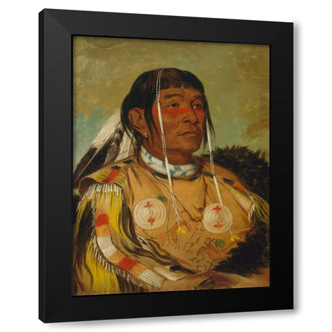 Sha co pay, The Six, Chief of the Plains Ojibwa Black Modern Wood Framed Art Print with Double Matting by Catlin, George