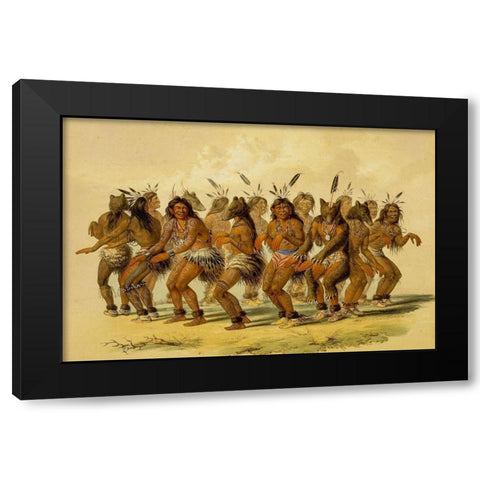 The Bear Dance Black Modern Wood Framed Art Print with Double Matting by Catlin, George