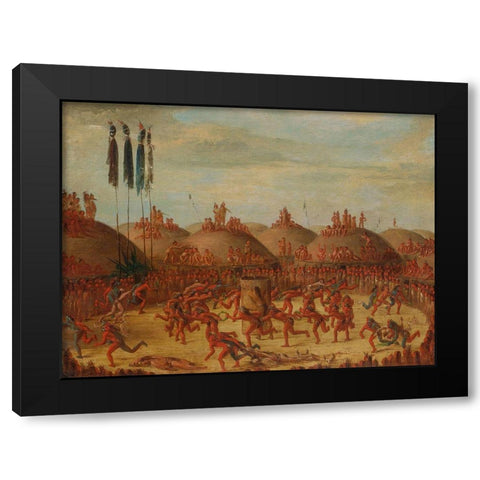 The Last Race, Mandan O kee pa Ceremony Black Modern Wood Framed Art Print with Double Matting by Catlin, George