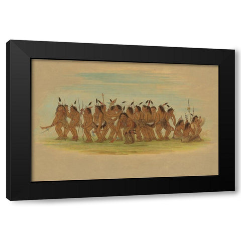 Dog Dance - Sioux, 1861 Black Modern Wood Framed Art Print with Double Matting by Catlin, George