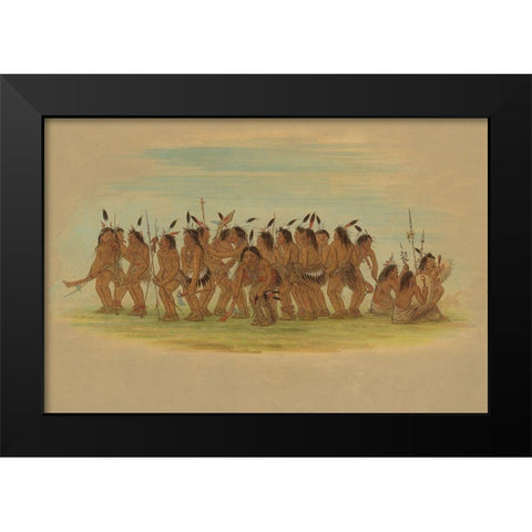 Dog Dance - Sioux, 1861 Black Modern Wood Framed Art Print by Catlin, George