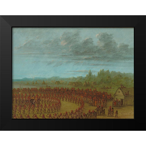 War Dance of the Saukies Black Modern Wood Framed Art Print by Catlin, George